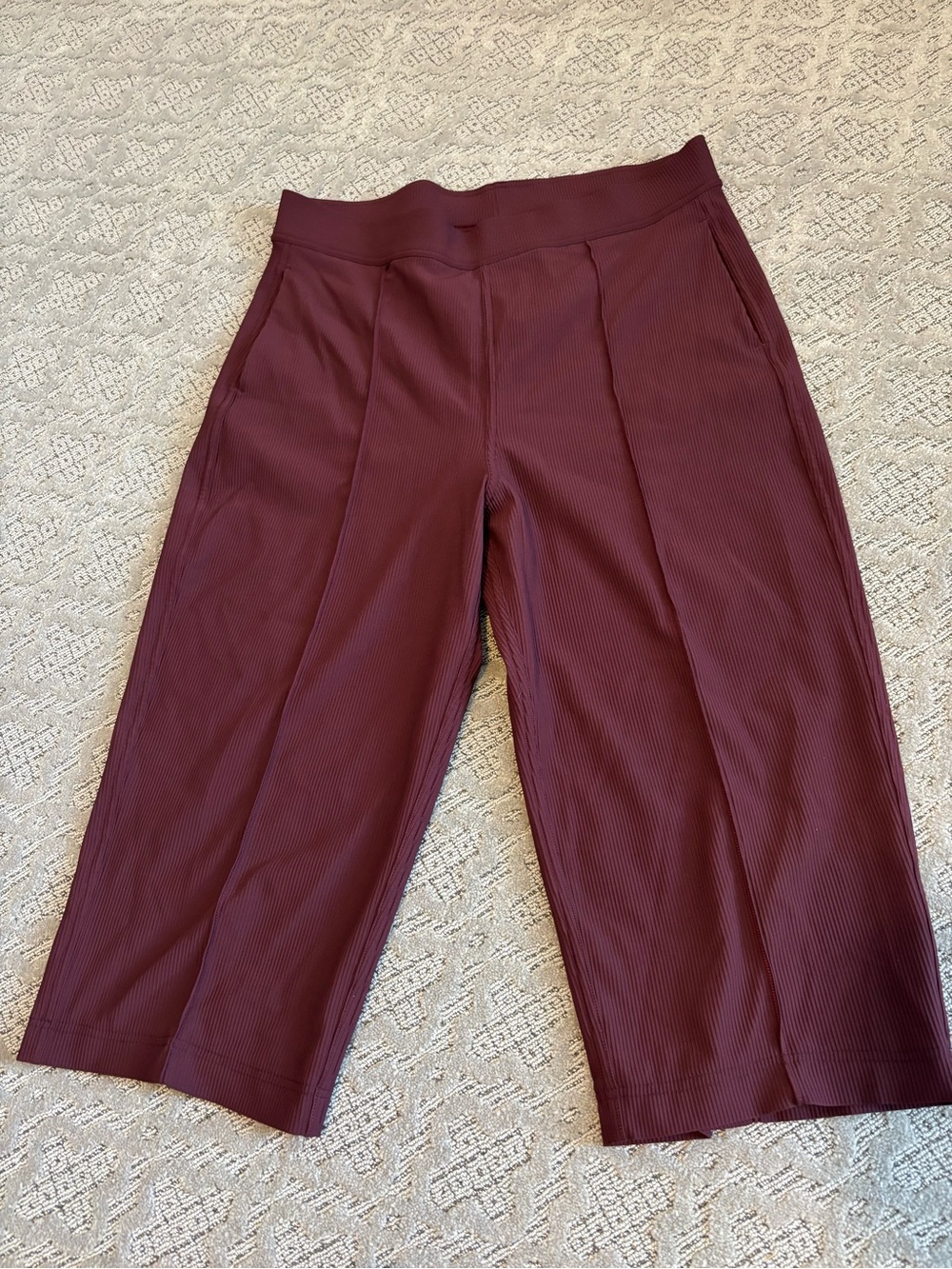 lululemon athletica Ribbed Wide-Leg Crop Pants in Burgundy - Picture 2 of 4